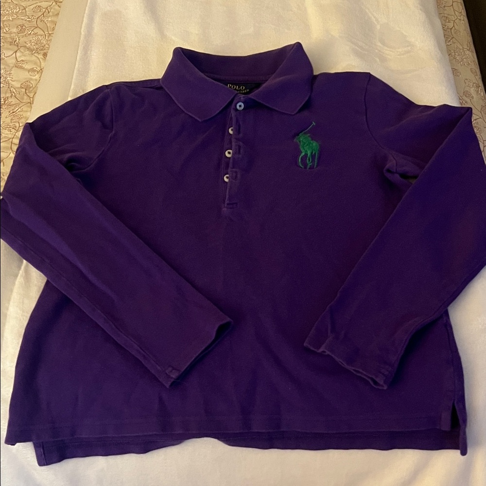 Polo by Ralph Lauren Kids Purple Long Sleeve Polo size L 12-14